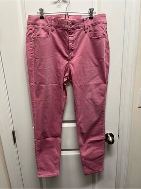 White House Black Market High Rise Sculpt Skinny Ankle Jeans Mineral Pink 14R